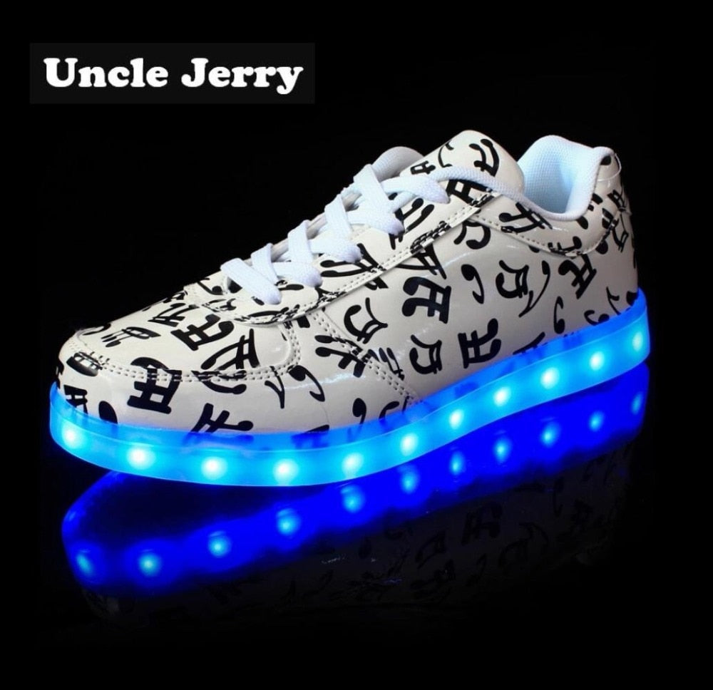 Musical Note Glowing Led Fashion Sneakers USB Charging Light Up Shoes