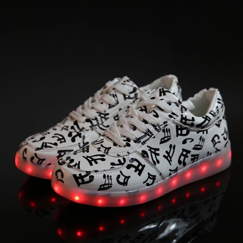 Musical Note Glowing Led Fashion Sneakers USB Charging Light Up Shoes