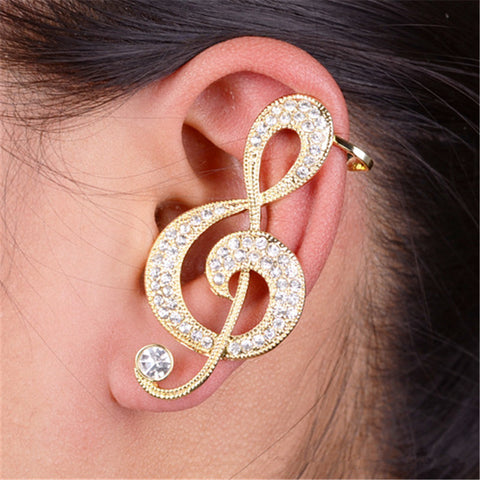 Big Gold and Silver Crystal Treble Clef Earrings