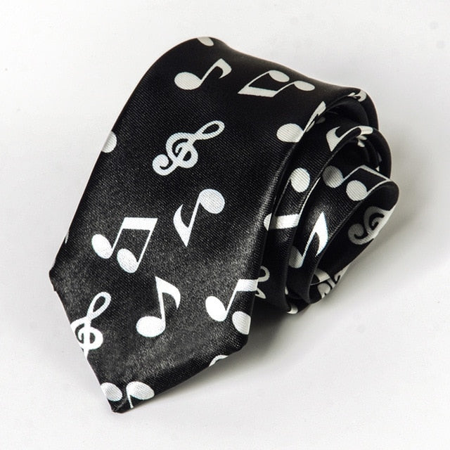 Musical Note Print Neck Tie