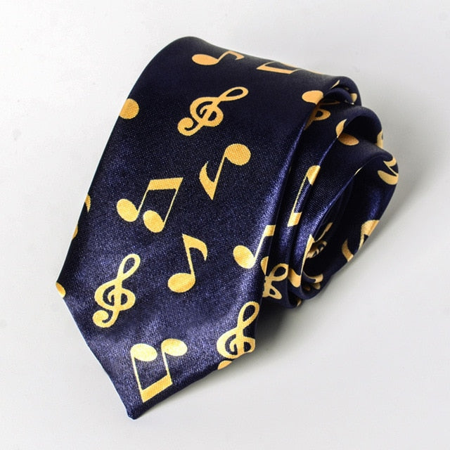 Musical Note Print Neck Tie